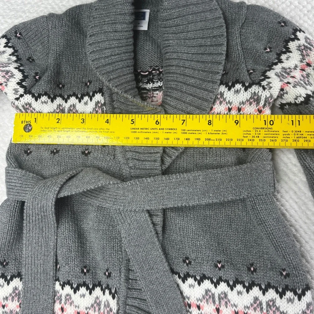 Janie and Jack‎ Kids Gray Fair Isle Belted Shawl Collar Cardigan Sweater Size 3